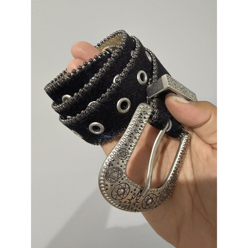Celestial Velvet Western Belt Silver Buckle Stars Sz‎ M 34"